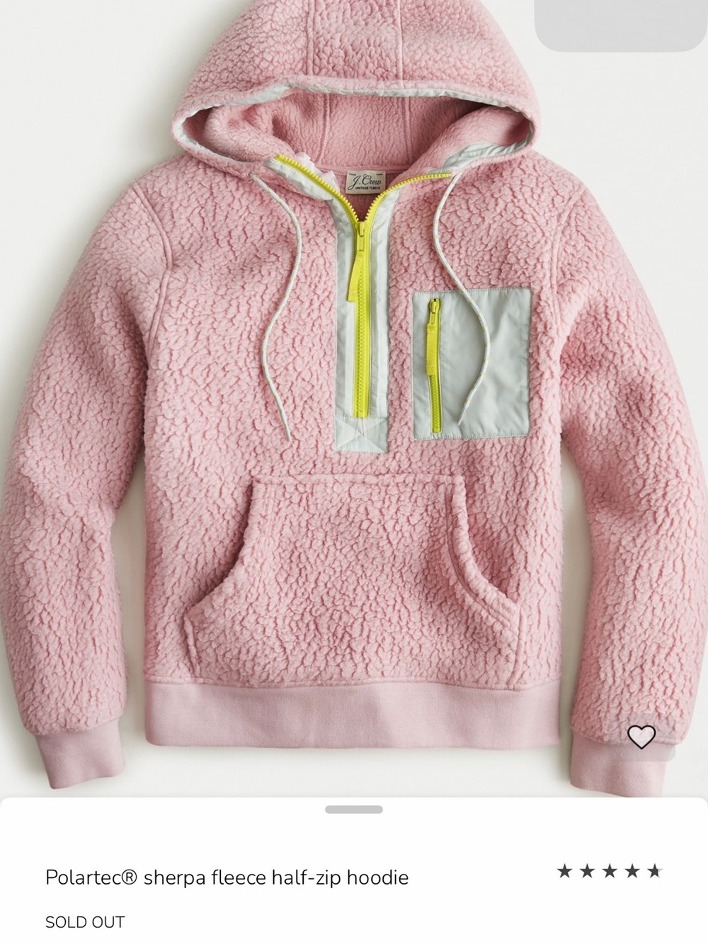 Pink J.Crew Vintage Polartec® sherpa fleece half-zip hoodie in Sz XXL